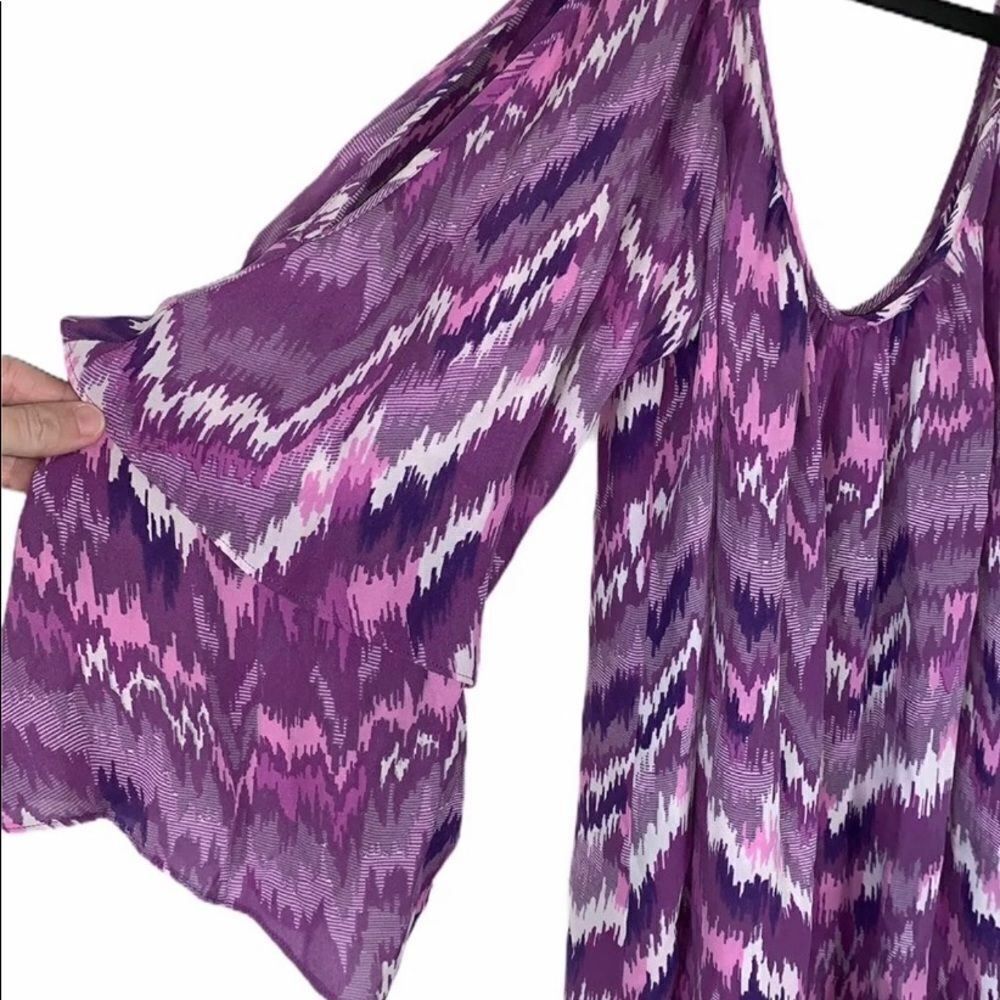 Parker Cold Shoulder Silk Top M - Picture 2 of 5